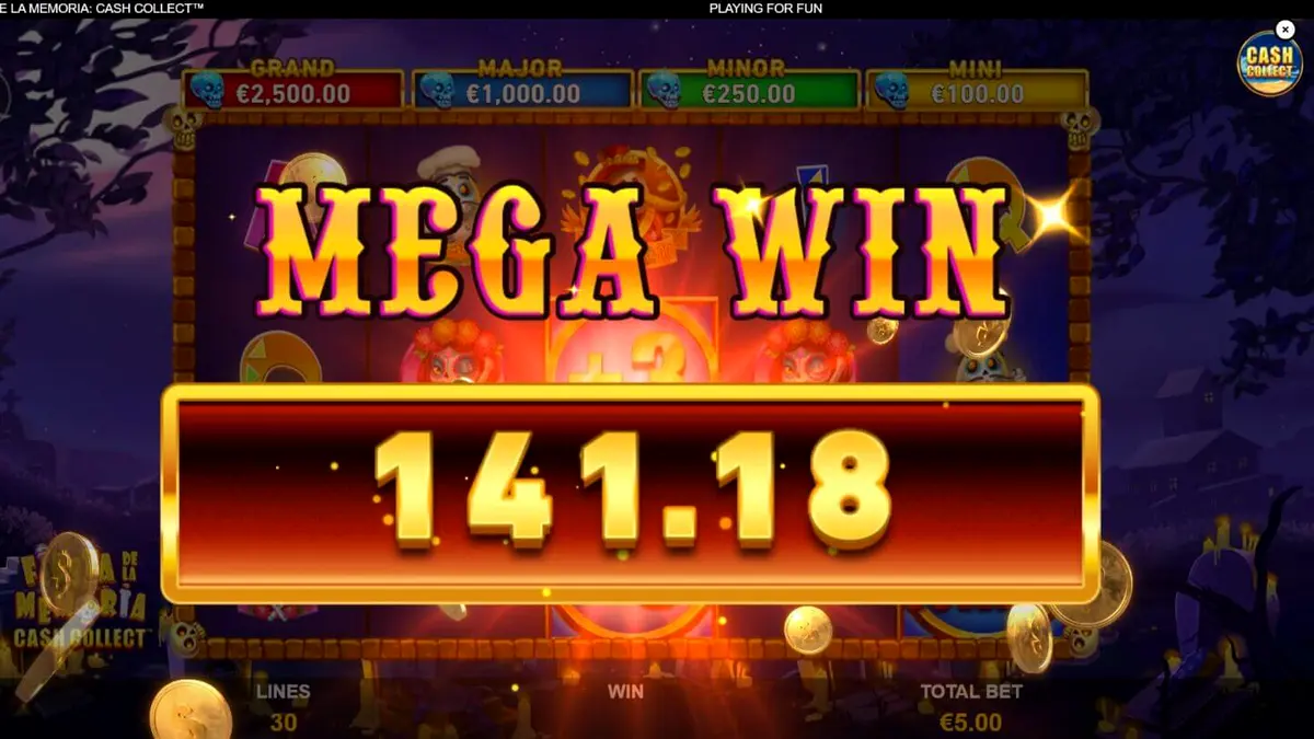 Fiesta de la Memoria Cash Collect slot game neon theme